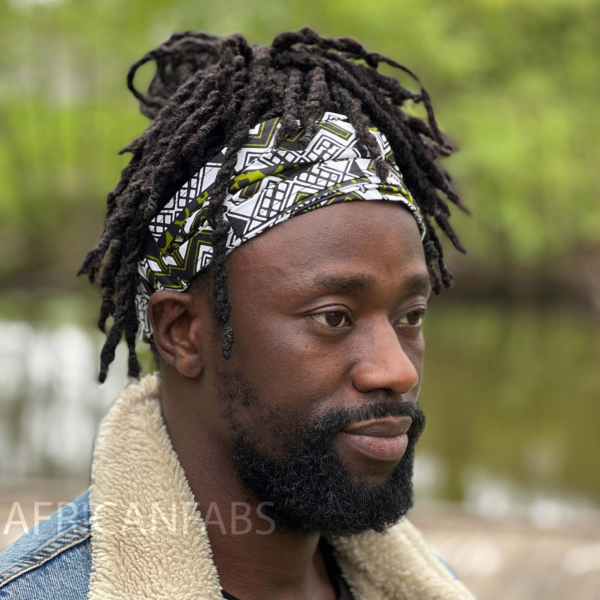 African print Headband - Unisex Adults - Hair Accessories - White / green