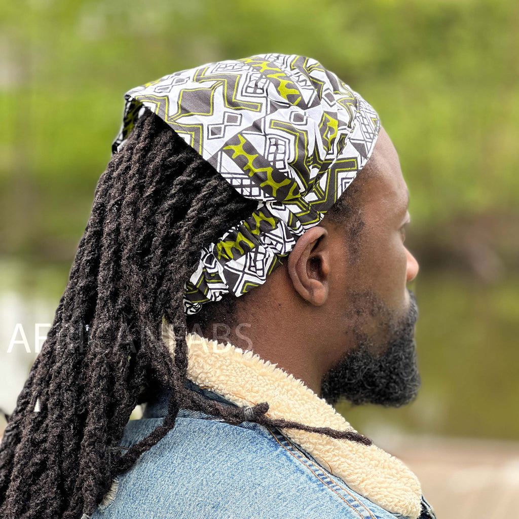 African print Headband Unisex Adults - Hair Accessories - White / gr – AfricanFabs
