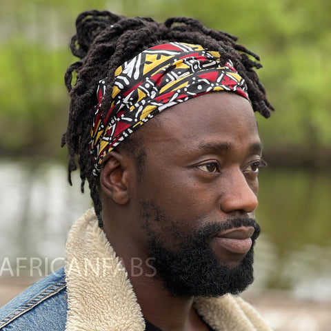 African print Headband - Unisex Adults - Hair Accessories - Maroon bogolan