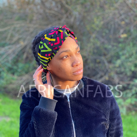 African print Headband - Adults - Hair Accessories - Mud cloth pink green