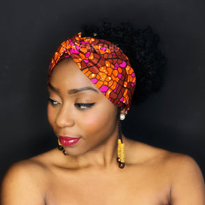 African print Headband - Adults - Hair Accessories - Pink orange