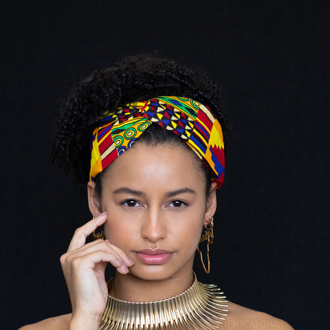 African print Headband - Adults - Hair Accessories - Yellow Multicolor kente