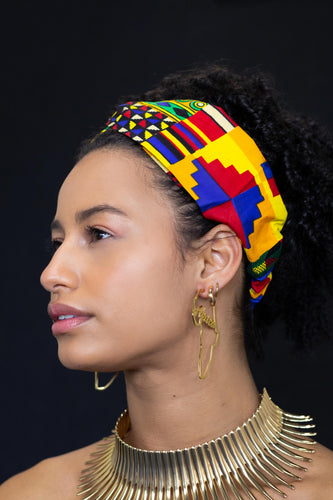 African print Headband - Adults - Hair Accessories - Yellow Multicolor kente
