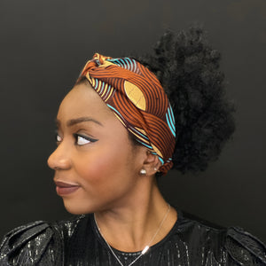 African print Headband - Adults - Hair Accessories - Brown / gold swirl Brillant Platinum Edition