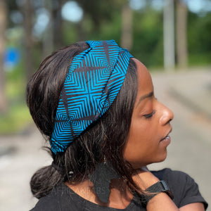 African print Headband (Larger size) - Adults - Hair Accessories - Blue Bogolan