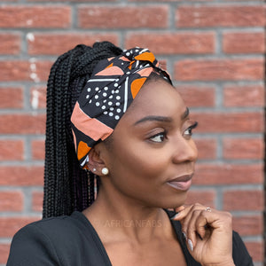 African print Headband (Looser fit) - Adults - Hair Accessories - Salmon Bogolan