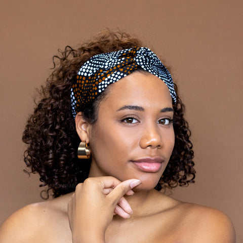 African print Headband - Adults - Hair Accessories - Mustard-brown diamonds