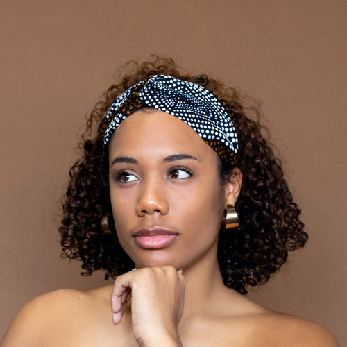 African print Headband - Adults - Hair Accessories - Mustard-brown diamonds