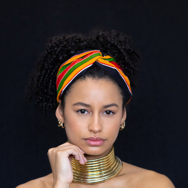 African print Headband - Adults - Hair Accessories - Black / Pan African kente