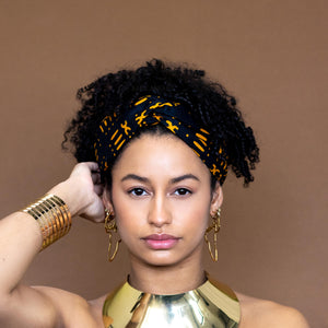 African print Headband - Adults - Hair Accessories - Black / Yellow BOGOLAN