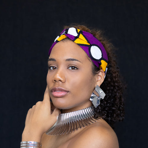 African print Headband - Adults - Hair Accessories - Purple Yellow Samakaka