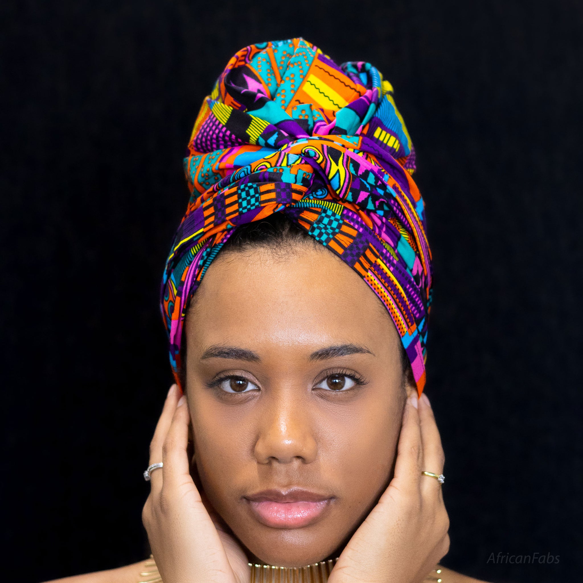 African Pink Purple multicolor / Kente headwrap