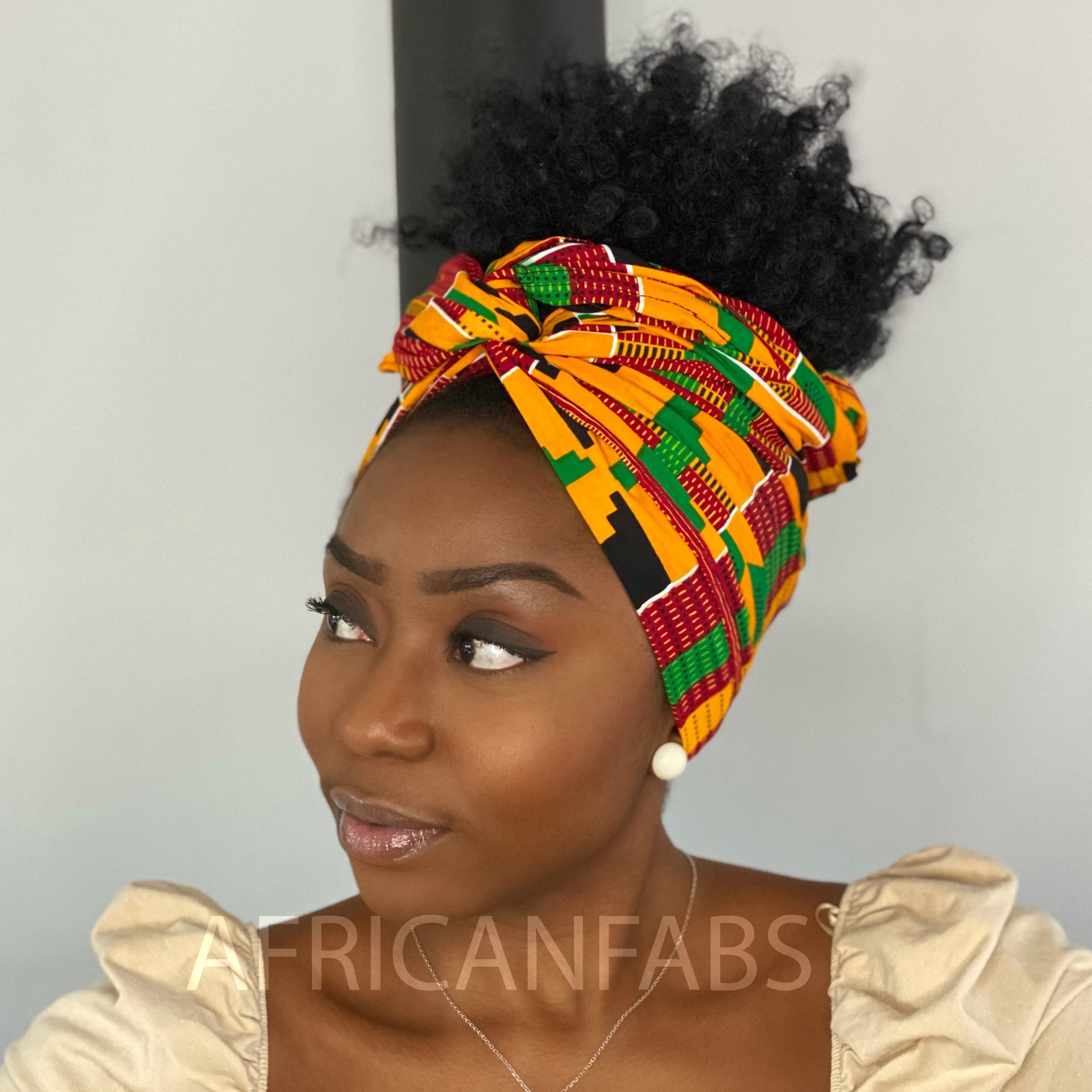 Matching Set African Kente Head Wrap and Matching Small African