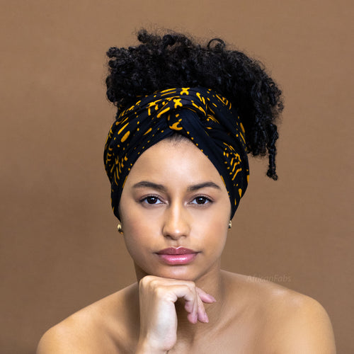 African Black / Yellow Bogolan headwrap