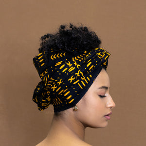 African Black / Yellow Bogolan headwrap