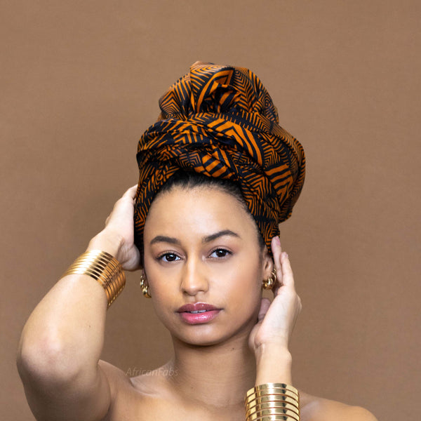 African Brown / Orange Fade effect headwrap