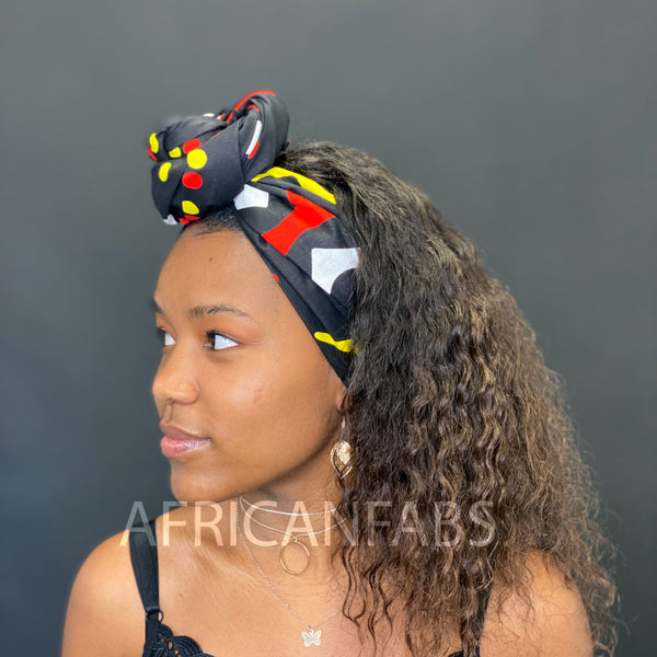 African headwrap - Red / yellow Mud