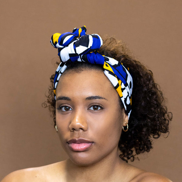 African Blue / Yellow Samakaka headwrap
