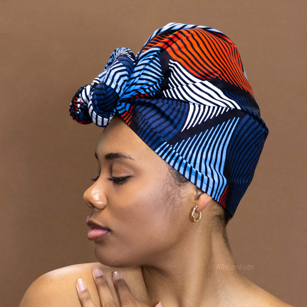 African Blue / Red Swirl headwrap