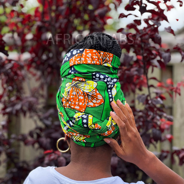 African Green flowers - headwrap