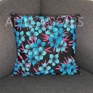 African pillow cover | Blue flowers - Decorative pillow 45x45cm - 100% Cotton