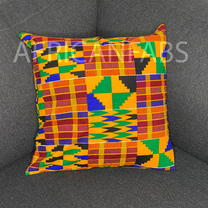 African pillow cover | Orange kente - Decorative pillow 45x45cm - 100% Cotton