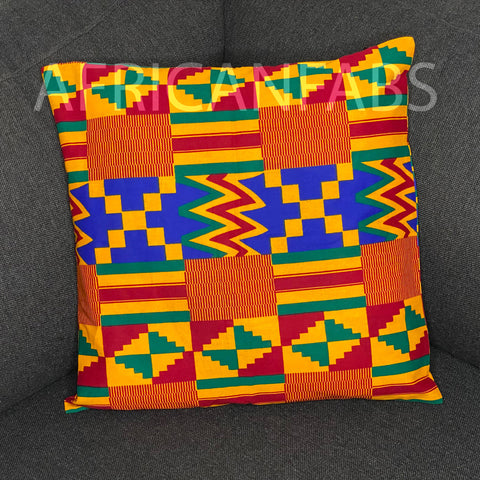 African pillow cover | Red yellow kente - Decorative pillow 45x45cm - 100% Cotton