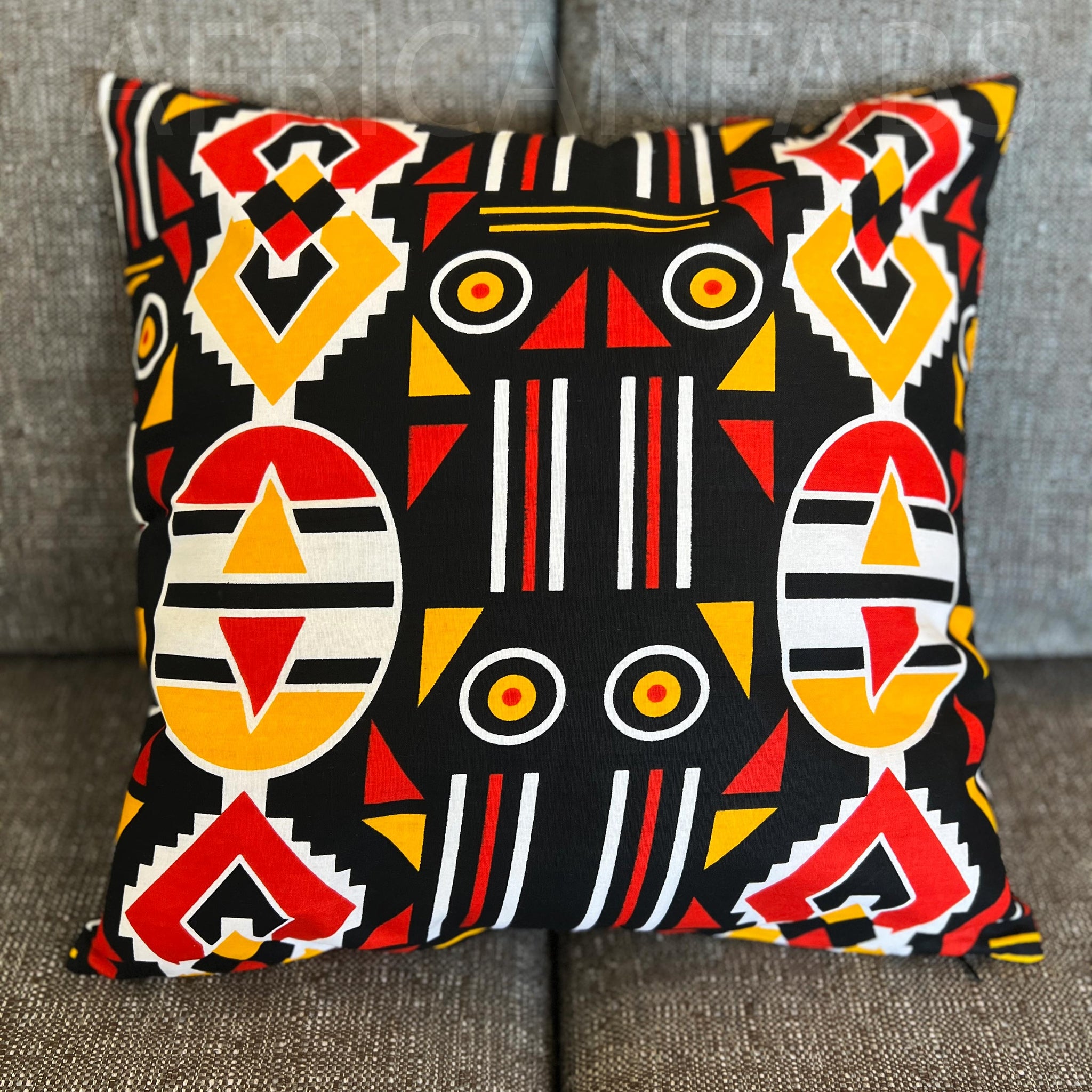 African pillow cover | Red Bogolan / Mud cloth - Decorative pillow 45x45cm - 100% Cotton