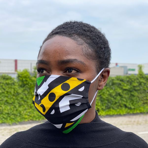 African print Mouth mask / Face mask made of 100% cotton - Green samakaka