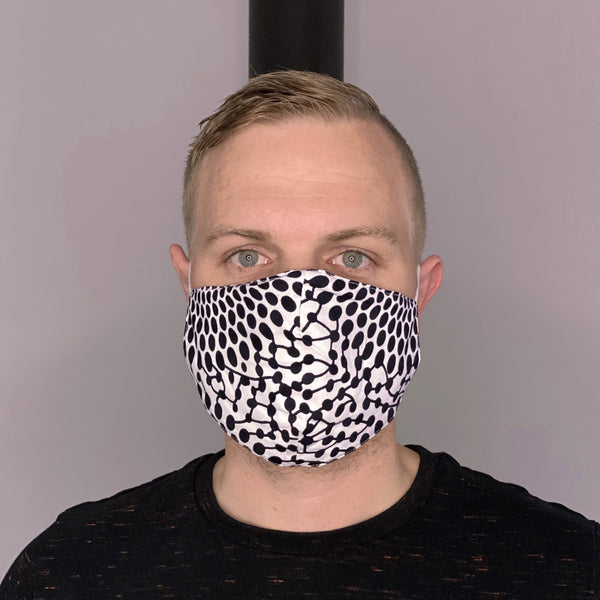 African print Mouth mask / Face mask made of 100% cotton Unisex - Black / white dots