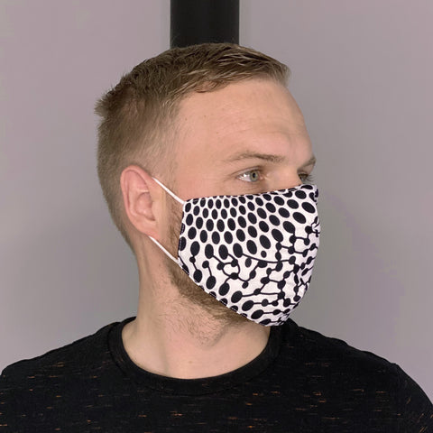 African print Mouth mask / Face mask made of 100% cotton Unisex - Black / white dots