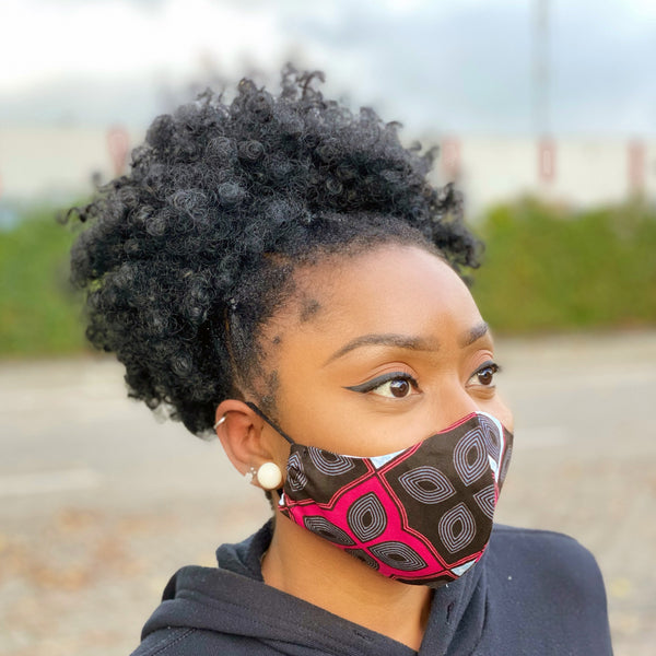 African print Mouth mask / Face mask made of cotton (Premium model) Unisex - Pink / Black / Grey