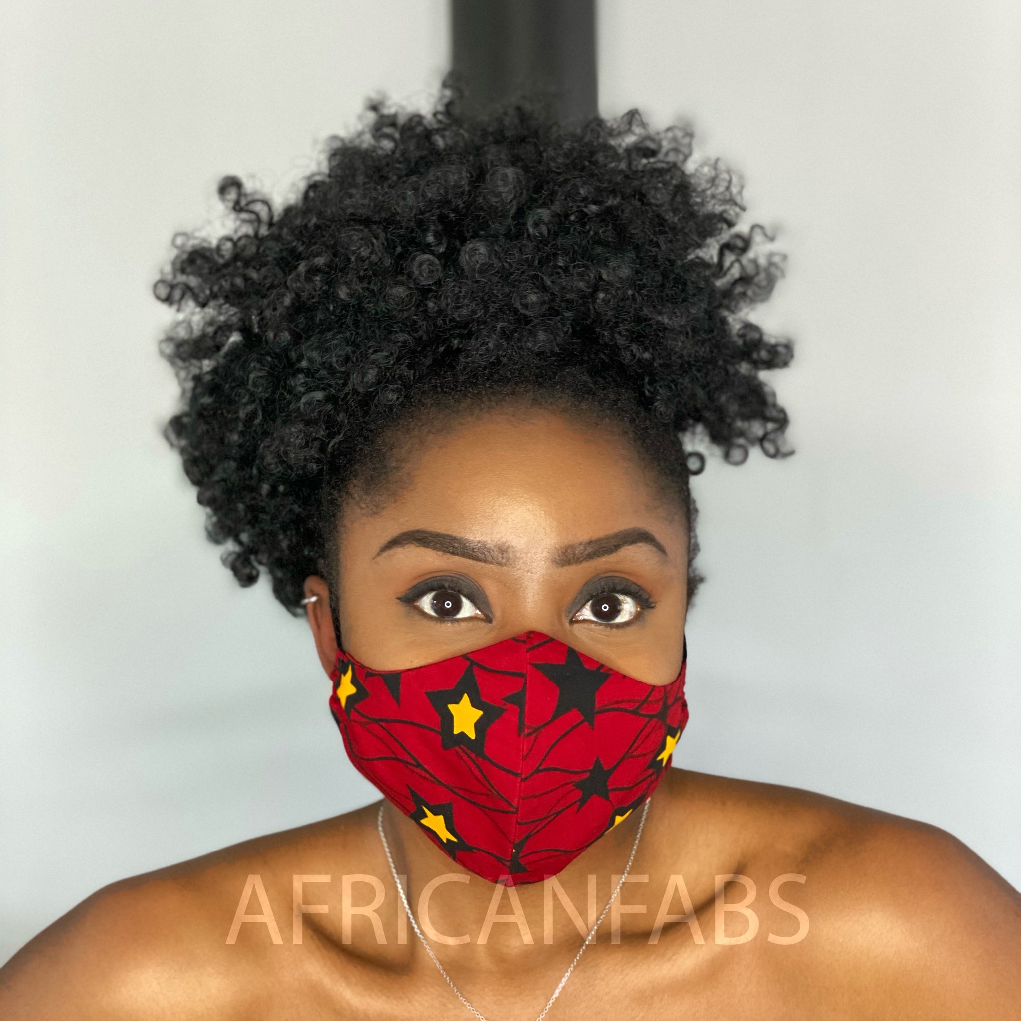 African print Mouth mask / Face mask made of Vlisco fabric (Premium model) Unisex - Red star