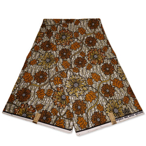African Wax print fabric - Brown flowerlife