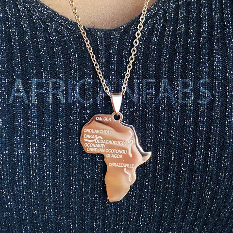 Necklace / pendant - African continent Large - Rose Gold