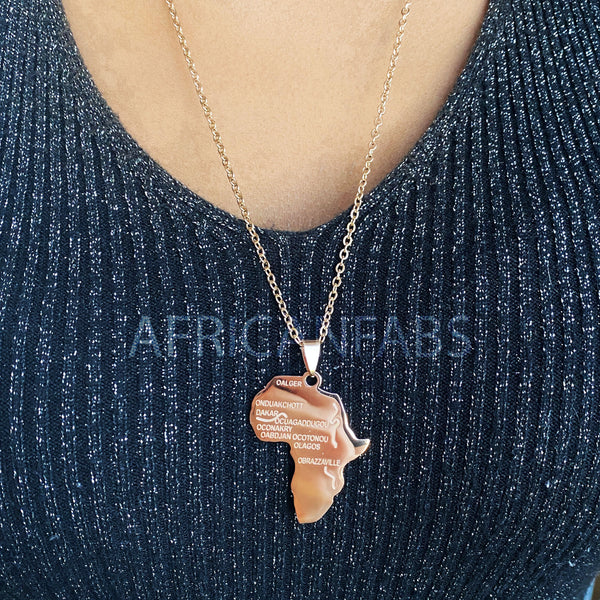 Necklace / pendant - African continent Large - Rose Gold