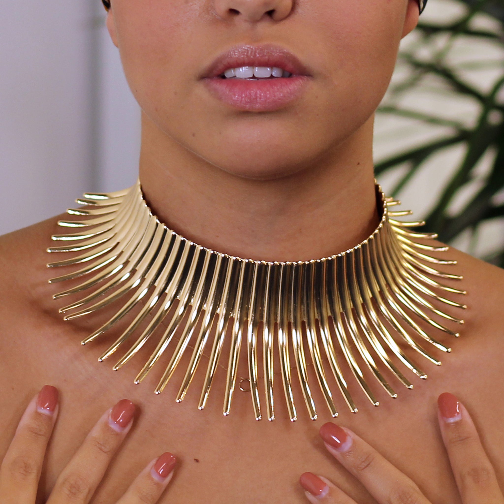 African Style Choker Gold High Necklace Gold AfricanFabs