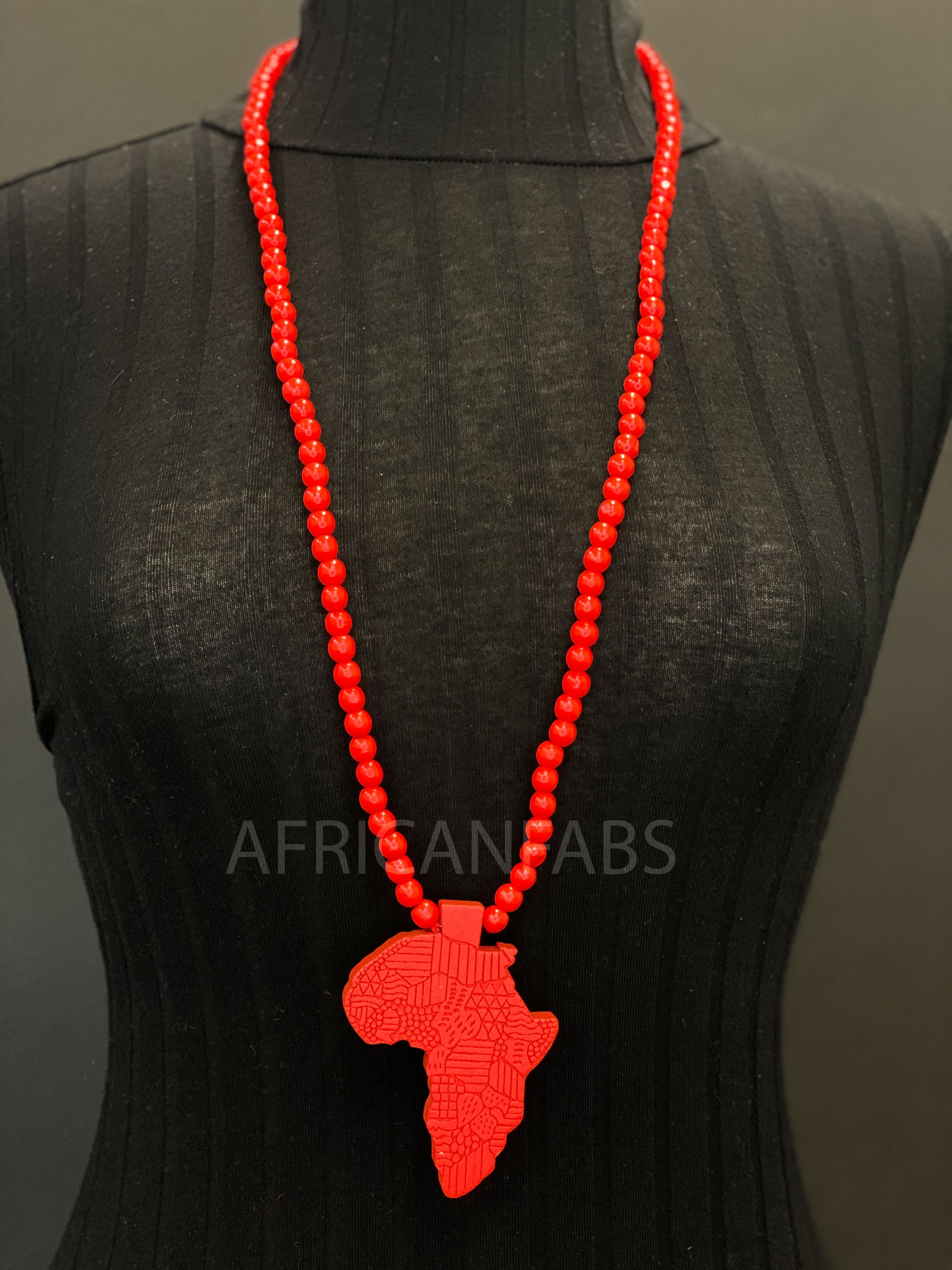 Wooden bead necklace necklace pendant African continent Red AfricanFabs