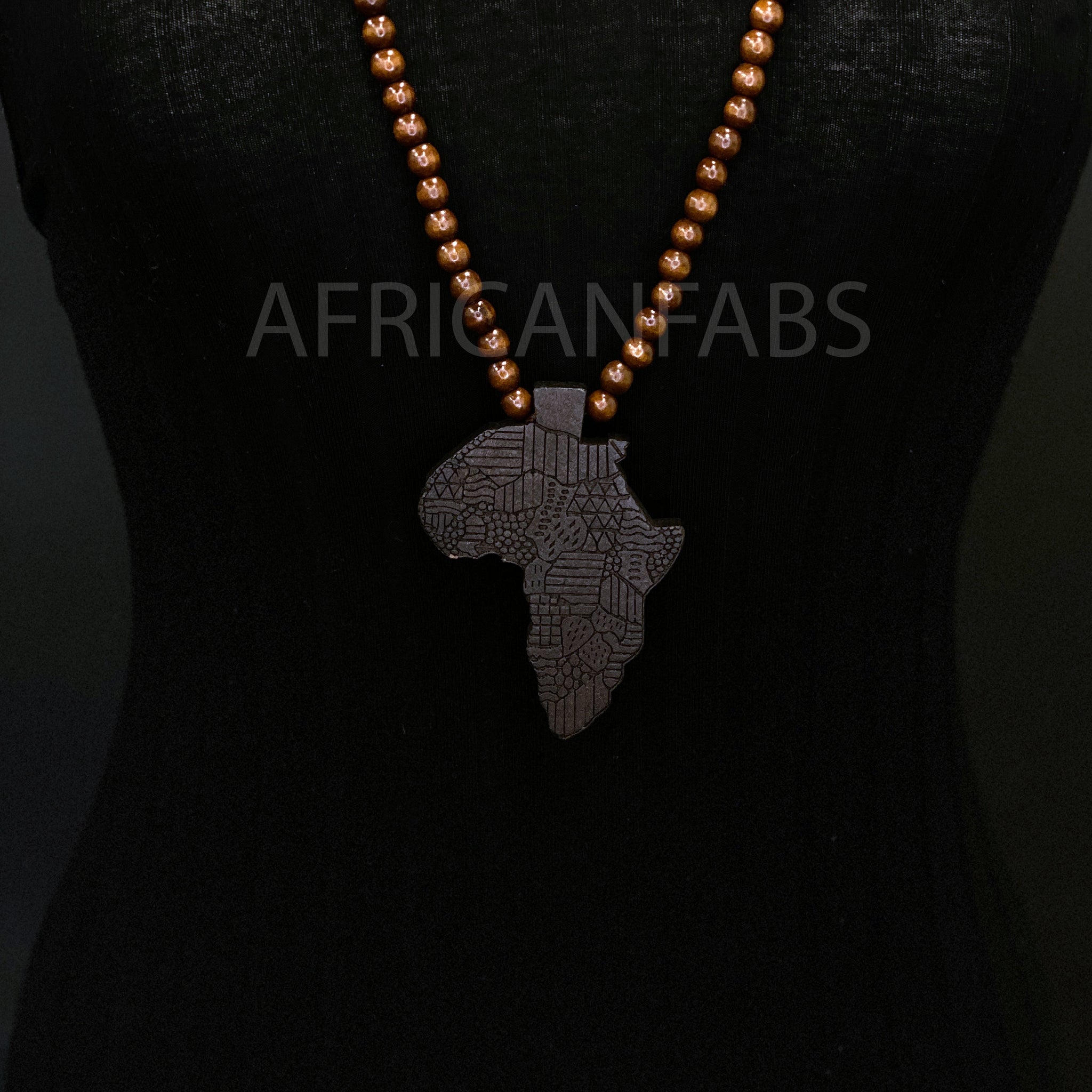 Wooden bead necklace / necklace / pendant - African continent - Black / dark brown