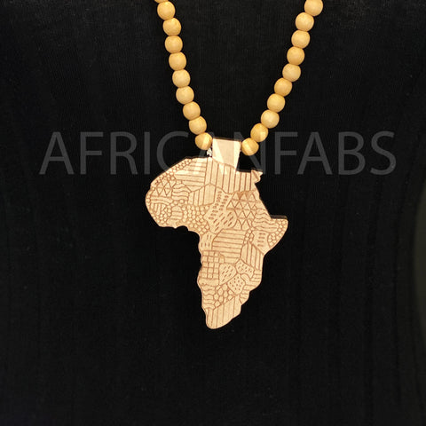 Wooden bead necklace / necklace / pendant - African continent - Cream
