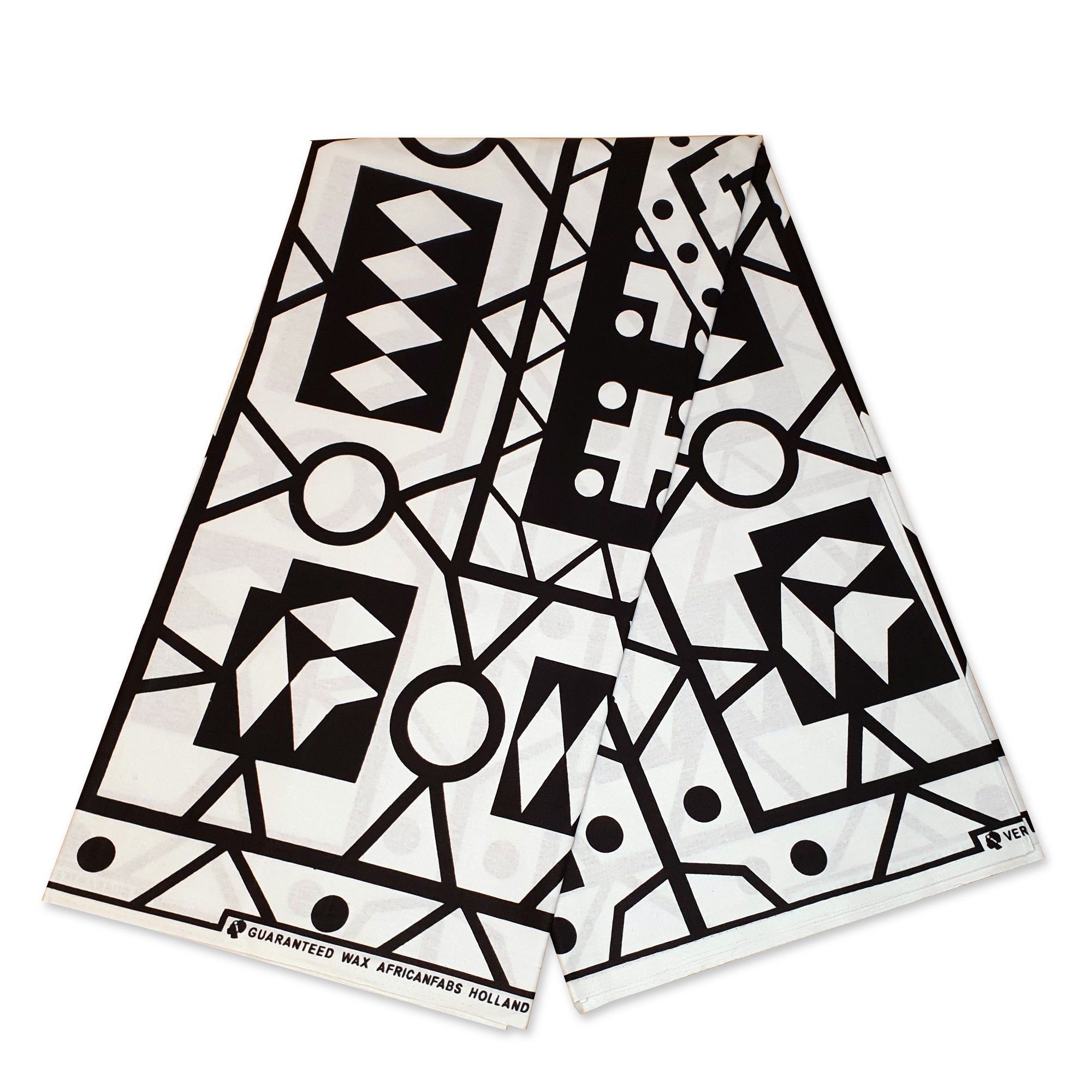 African BLACK / WHITE SAMAKAKA ANGOLA Wax print fabric / cloth (Traditional Samacaca)