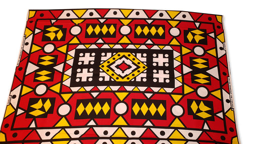 African RED SAMAKAKA ANGOLA Wax print fabric / cloth (Traditional Samacaca)