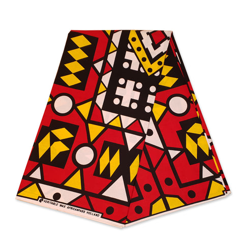 African RED SAMAKAKA ANGOLA Wax print fabric / cloth (Traditional Samacaca)