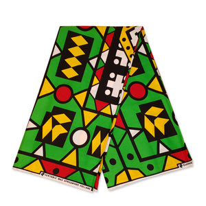 African GREEN / YELLOW / RED SAMAKAKA ANGOLA Wax print fabric / cloth (Traditional Samacaca)