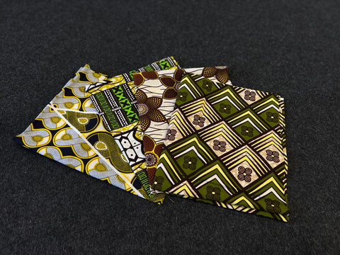 4 Fat quarters - Green Quilting fabrics / Patchwork fabrics - African print fabric