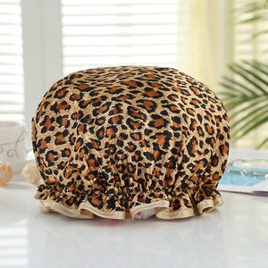 LARGE Shower cap for full hair / curls - Leopard / Panther