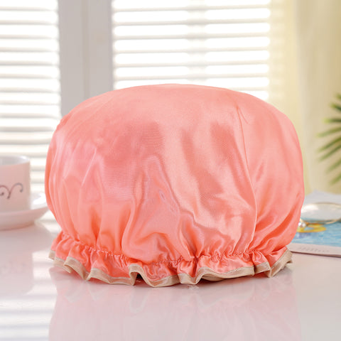 LARGE Shower cap for full hair / curls - Salmon pink