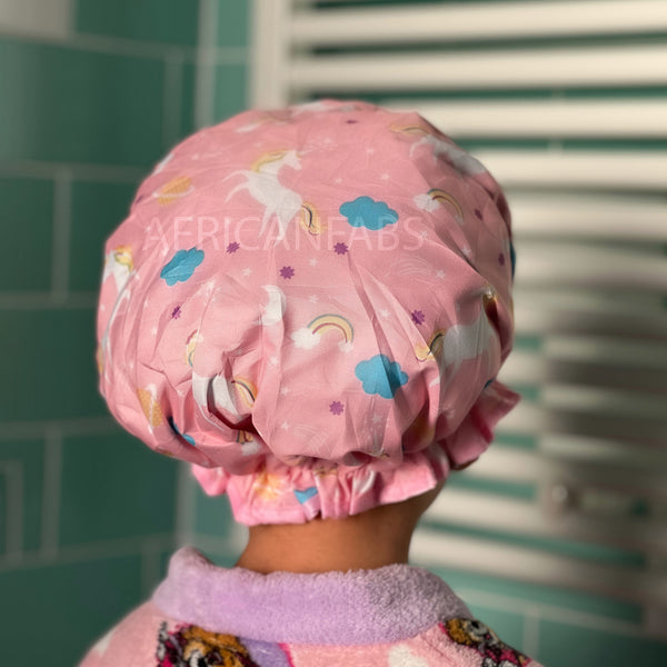 Kids shower cap / Shower cap for children / Unicorn Pink
