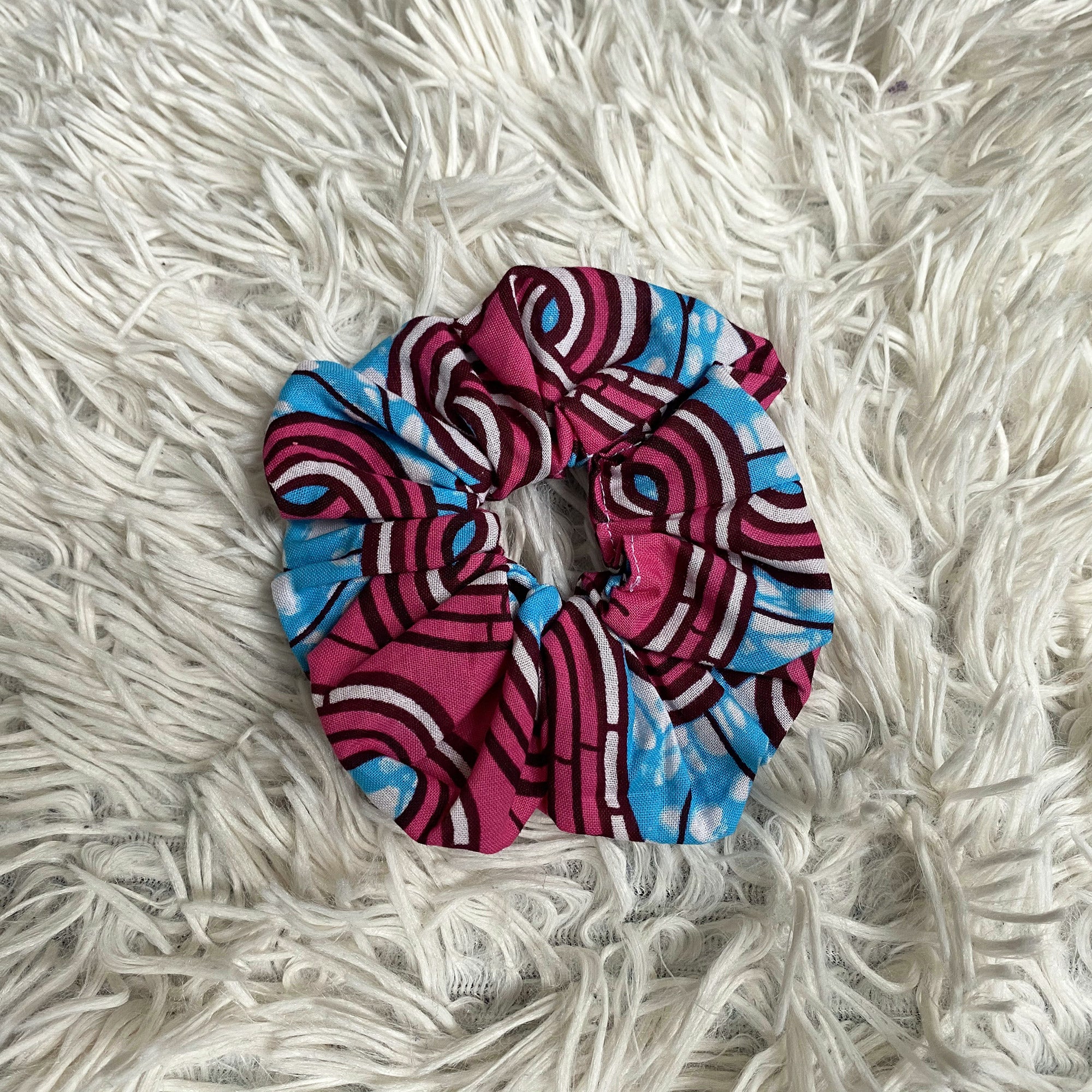 African print Scrunchie - Adults & Children Hair Accessories - Blue / Pink
