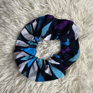African print Scrunchie - XL Hair Accessories - Blue / white / purple